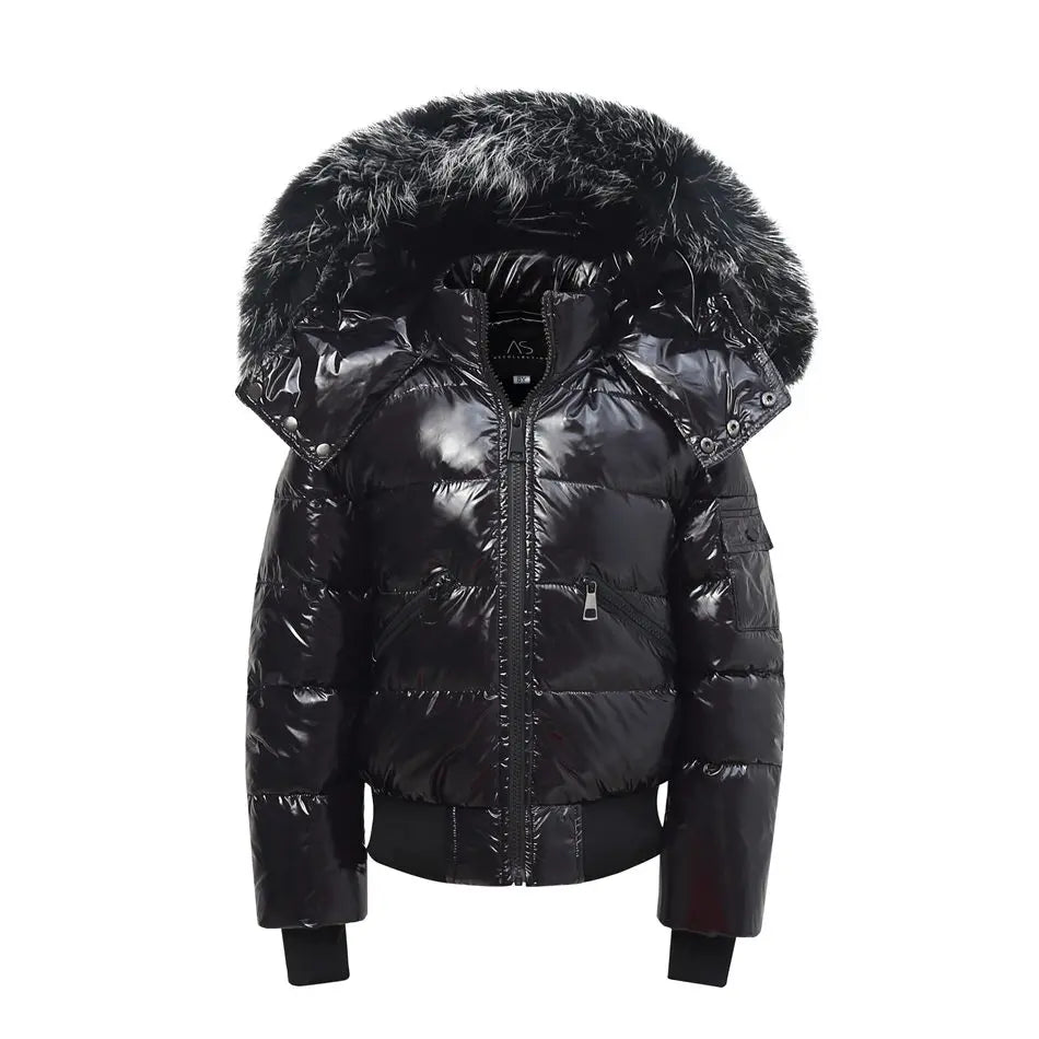 AS Winter kids Down Jackets bomber design coats with nature fur