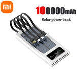 Xiaomi Solar Power Bank 200000mAh Solar Battery Large Capacity Two-way Fast Charging Built-in Cable Power Bank External Battery