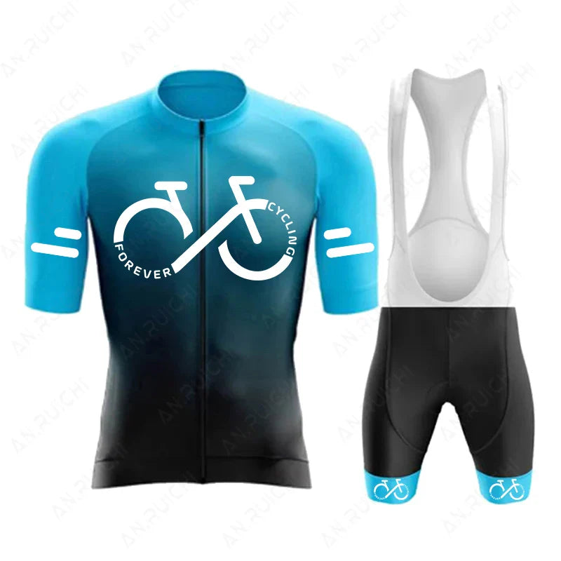 Cycling Jersey Set 2023 Summer Ropa Ciclismo Men's Bicycle Cycling Clothing Gradient Color Mountain Bike Jersey Sportswear Suit