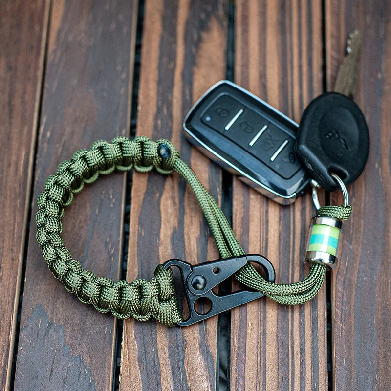 Camping Tactical Anti-lost 9 Core Paracord Waist Hanging Rope Keychain Outdoor Emergency Survival Tool Buckle Hook