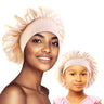 2PCS Mommy and Me set Elastic Band Satin Silky Bonnet Sleep Cap For Women Men Unisex Hair Care Bonnet Nightcap Satin Bath Cap