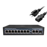 Full Gigabit POE Network Ethernet Switch Unmanaged  Hub 120W 8 POE +2 RJ45 +1 SFP Uplink Ports 1000Mbps 802.3 Af At for CCTV