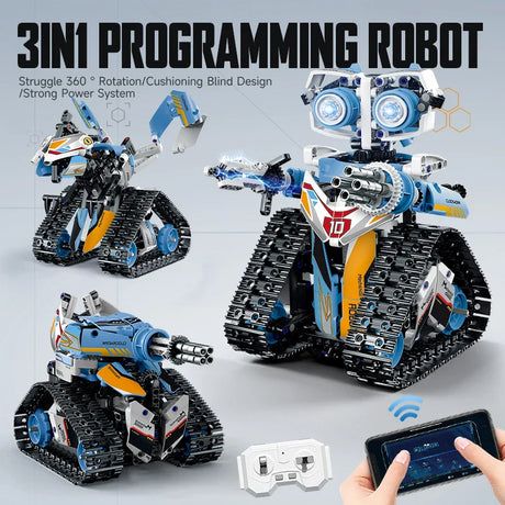 STEM Educational 3 in 1 Robot Programmable Building Block Toys for 8-16 Boys Girls Kids with APP or Remote Controlled with Box