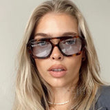 Fashion Pilot Oversized Sunglasses For Women New Double Bridges Sun Glasses Female Retro Square Leopard Purple Eyewear Trendy