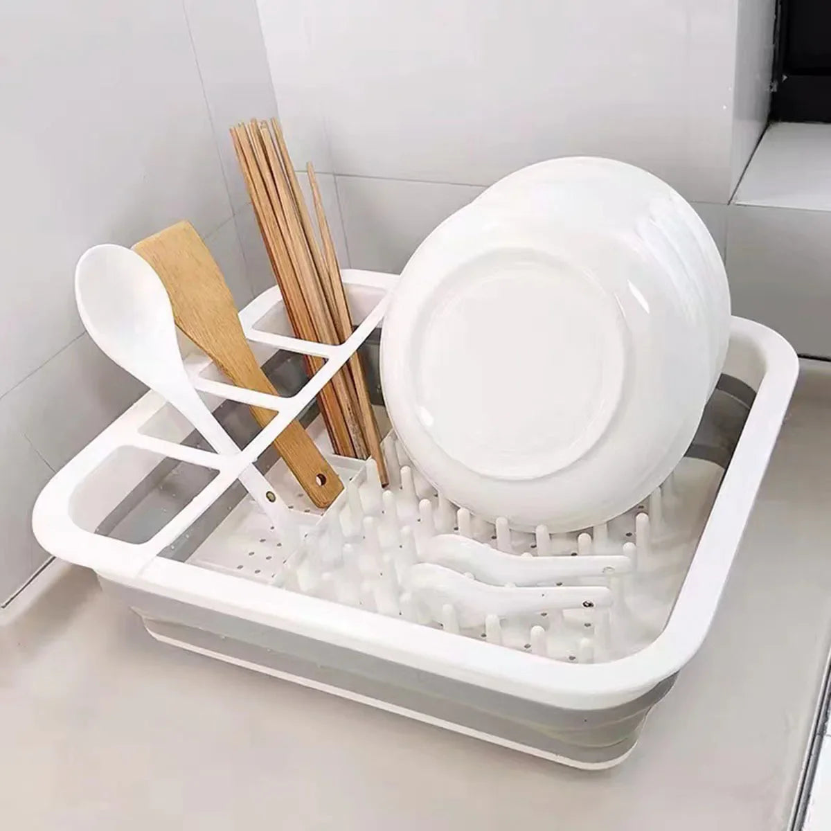 1PC - Foldable Bowl Butterfly Rack Drain Rack Kitchen Storage Rack Air Storage Cabinet Chopsticks and Dishes Kitchen Storage Rac