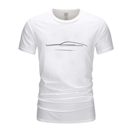 2024 New Men's Casual Top Short sleeved T-shirt with Car Print Fashion Design Street Wear Basic Top Graphic Plain T-shirt