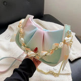 Cloud Handbag For Women Top Handle Cute Candy Color Shoulder Wand Bag Chain Scarf Mini Underarm Purse Female Black Design Luxury