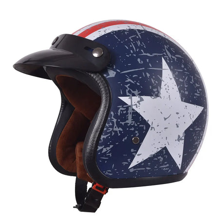 Men Women Retro Open Face 3/4 Motorcycle Helmet Motorbike Moto Motocross Vintage casco Cafe Racer DOT Approved Casque Capacete