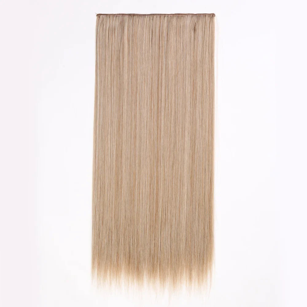 Synthetic Clip in Hair Extensions 6 Pcs/Set 16 Clips Long Straight Hairpieces Clip On Hair Extension for Women Blonde