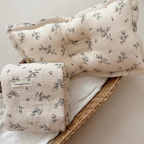 4 Layers Vintage Floral Baby Blanket for Summer Newborn Flower Muslin Blankets Infant Summer Nap Cover Basket Blanket Sheet