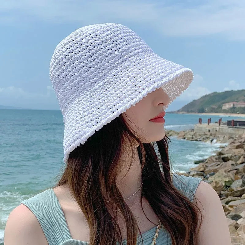 Korean Version Of Women Straw Hat Summer Breathable Sun Shading Straw Hat Seaside Vacation Foldable Sun Protection Fisherman Hat