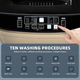 15.6lbs Full-Automatic Washing Machine, Portable Compact Laundry Washer with Drain Pump, 10 Programs 8 Water Levels , Dark-Gold