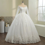 Y&M Novias Off Shoulder Plus Size Vestido De Noiva 2024 Wedding Dress Long Train or Floor Appliqes Pearls Bridal Tulle Mariage