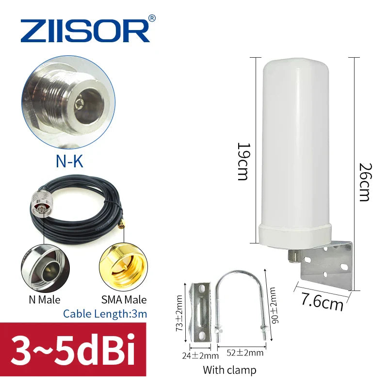 ZIISOR 5G 4G LTE WiFi Antenna Outdoor for Router Aerial Communication Antennas Long Range with N female RP SMA Male