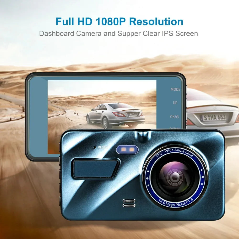 Car DVR 2 Cameras  4.0 Inches Dash Cam Car Video Recorder Auto Registrator Dvrs Dash Cam with Dual Ways Cameras car accessories