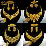 ANIID Indian 24K Gold Color Necklace Set For Women Party Bridal Wedding Ethiopian Luxury Dubai Jewelry Wholesale New Gifts