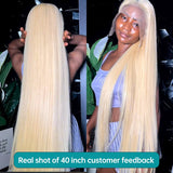 Rosabeauty 40 Inches 613 Honey Blonde 13X6 HD Lace Frontal Human Hair Wigs Straight 13x4 Front Glueless For Women 250 Density