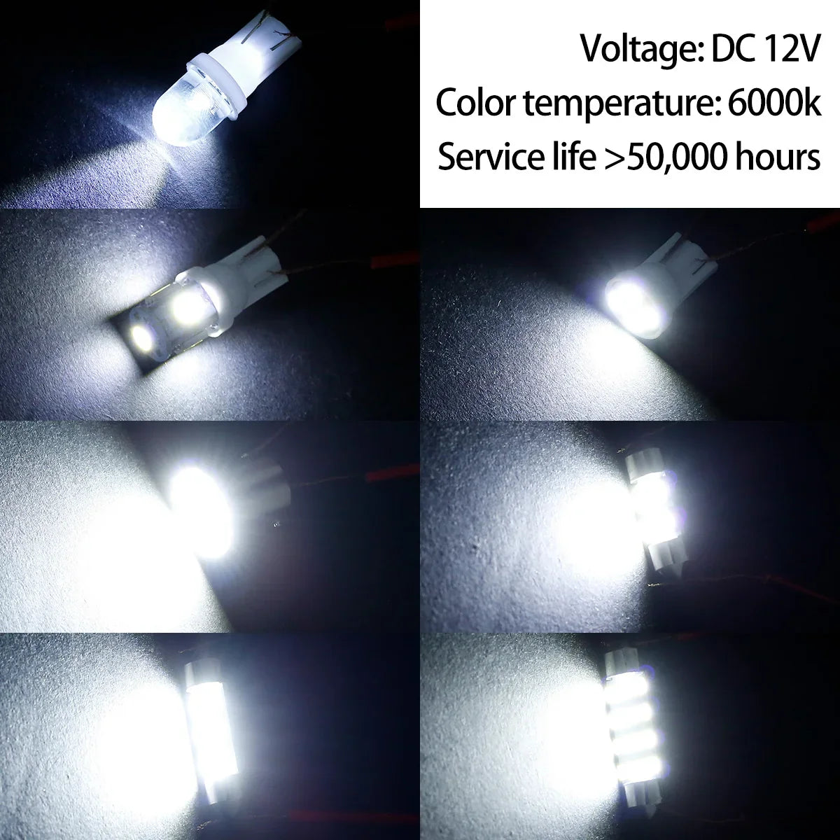 42Pcs LED Car Interior Lights T10 6000K SMD LED Xenon White Interior Light Bulbs Replacement License Plate Reading Light Bulb