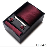 Luxurious Dropshipping 8 cm Birthday Gift Silk Tie Hanky Pocket Squares Cufflink Set Tie Clip Necktie Box Geometric