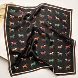 Silk Square Scarf Women 100% Real Luxury Brand Horse Print Neckerchief Female Hair Hand Bag Wrist Foualrd Scarves Bandana