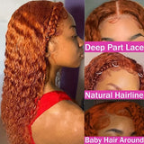 13x4 Lace Front Wigs Human Hair 99j Burgundy Pre Plucked Orange Ginger Hair 13x6 Deep Curly Lace Front Human Hair Wigs For Women