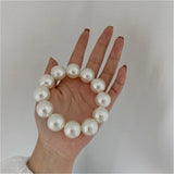 1Pc Korean Style Imitation Pearl Hair Rope High Elastic Fashion Simple Women Girls Beaded Stretch Bracelet Hair Ties