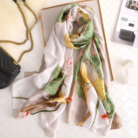 Van Gogh Oil Painting Silk Scarf Women Luxury Brand Apricot Floral Print Hijab Bandana Foulard Femme Shawl Soft Bufanda Mujer