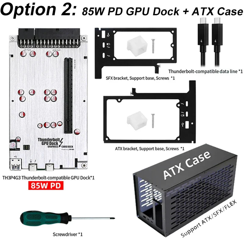 TH3P4G3 85W PD Charging Thunderbolt-compatible GPU Dock for Laptop Notebook to External Graphic Card 40Gbps for Macbook Windows