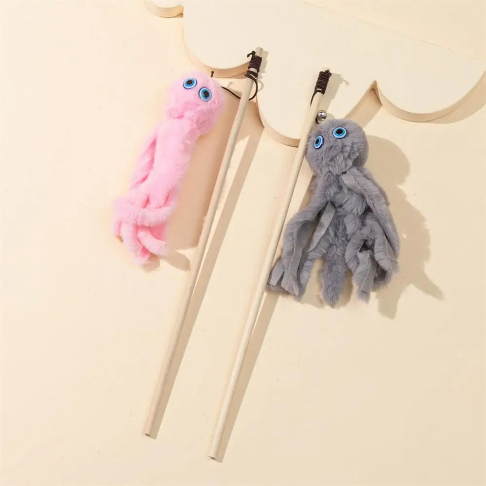 Octopus Plush Cat Stick Funny Pet Cat Toys Interactive Playing Toy For Cats Teaser Kitten Rod Wand Pet Accessories