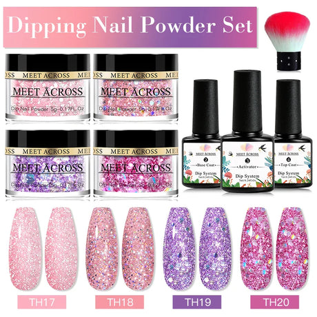 5g Dipping Nail Powder Set Nude Nail Glitter Dipping System Kit For Manicure Nail Art Decorations Natural Dry Without Lamp Cure