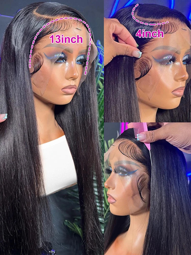 Meodi Hair Bone Straight 13x6 Hd Transparent Human Hair Wig 13x4 Lace Front Wig Brazilian Preplucked Lace Frontal Wigs For Women