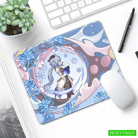 Genshin Impact Desk Mat Gamer Mousepads Mouse Pad Office Desk Pads Anime Cute Small Mousepad Mouse Mats For Computer 20x25cm