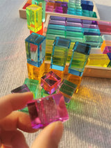 New Design Montessori Toys See Through Rainbow Lucite Stacking Blocks Acrylic HighTransparent for Kids Open Play