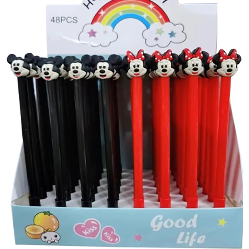 Disney 48 Pcs/lot Cartoon Stitch Gel Pen Cute 0.5 mm Black Ink Signature Pen Office School Writing Supplies Stationery Gift