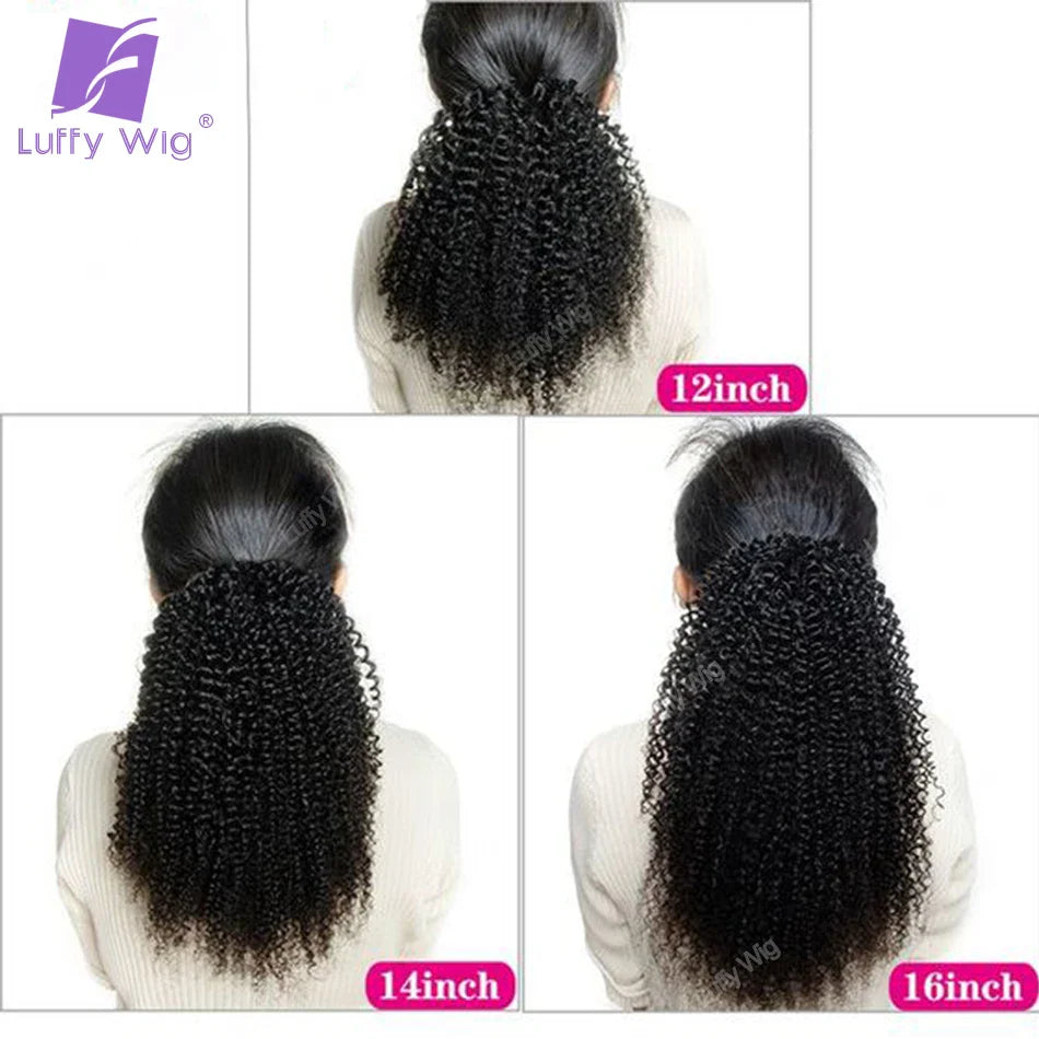 Afro Kinky Curly Drawstring Ponytail Human Hair Real Brazilian Remy Human Hair Ponytail Clip In Extensions Bundles 120g Luffy