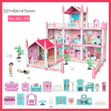 3D DIY Dream Princess Castle Villa Assembly Doll House Set Toy Girl Family Toy Children's Music Doll House Assembly Villa House