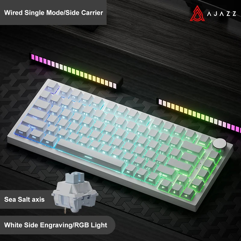 Ajazz Ak820 RGB Tri-Mode Gaming Mechanical Keyboard 82 Key Bluetooth 2.4GHz Wireless Gamer Keyboard Custom Gasket for Pc Laptop