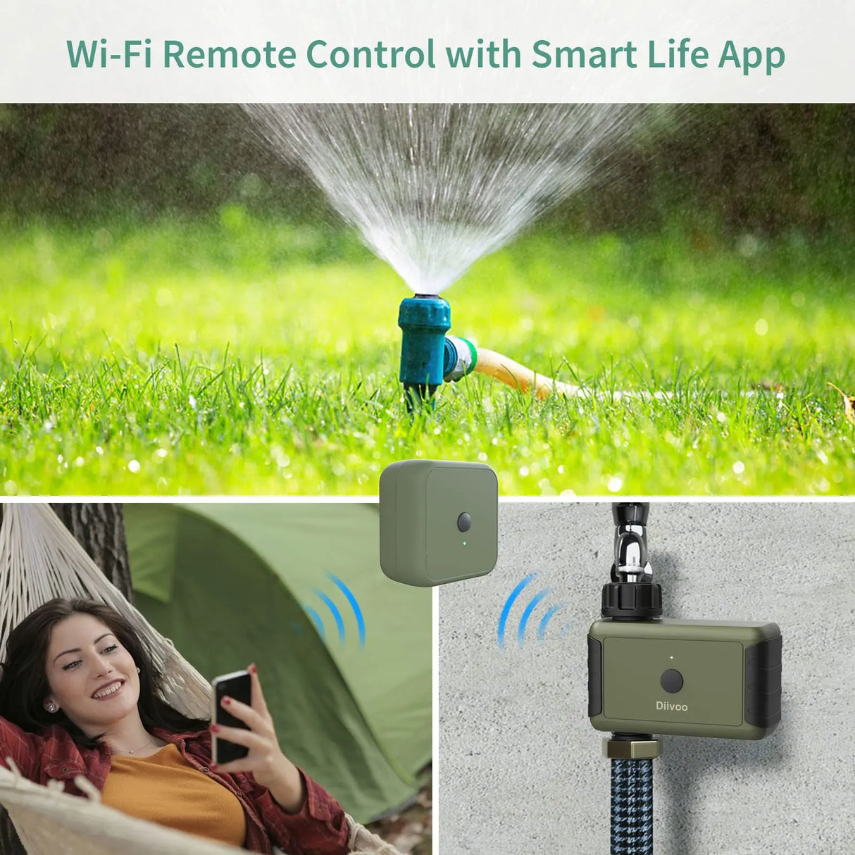 Diivoo WiFi Drip Irrigation Controller Programmable Automatic Irrigation Equipment Remote Control Support Alexa, Google