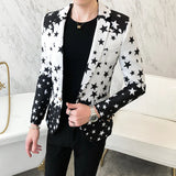 Star Print Slim Fit Blazers 2024 New Men's Club Dress Groom Tuxedo Men's Formal Wedding Prom Suit Jacket Brand Costume Homme