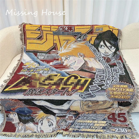 Anime Throw Towel Blanket Tapestry Bedspread Outdoor Camp Beach Towels Sofa Chair Cover Mat Rug Tassel