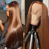 MARRYU Chocolate Brown HD Lace Frontal Wig Malaysia Straight Human Hair Wigs Colored Human Hair Wig 13x4 Lace Frontal Wig