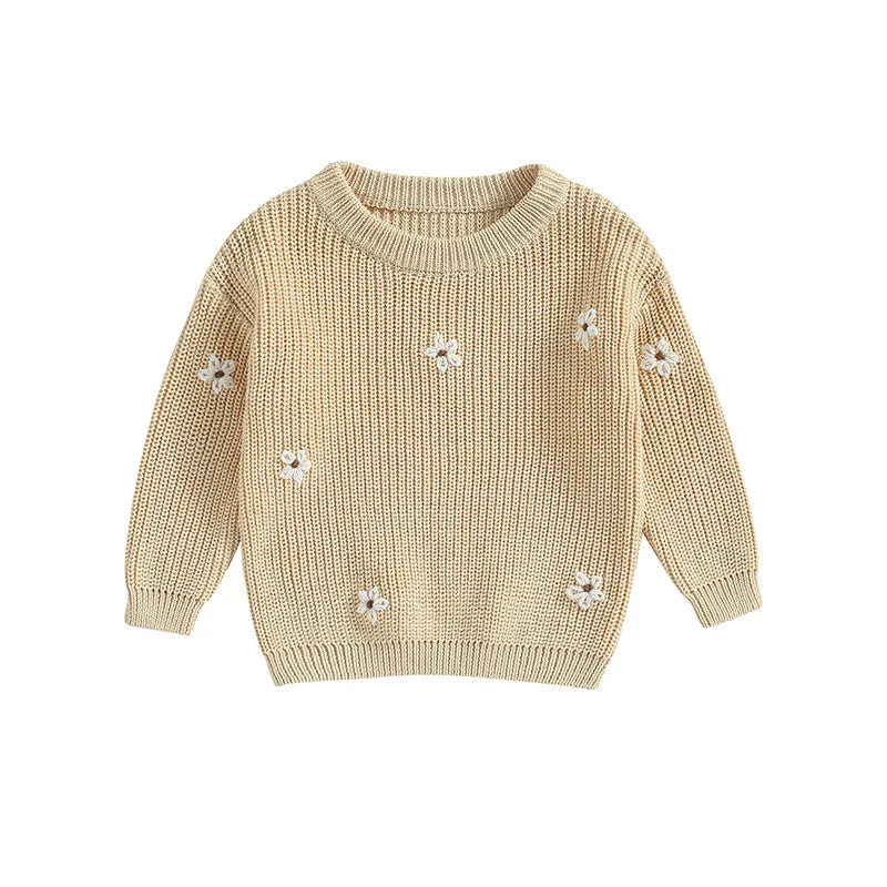 Newborn Baby Girls Winter Flower Sweater Clothes 2023 Autumn Newborn Infant Clothing Pullover Knitted Kids Sweaters