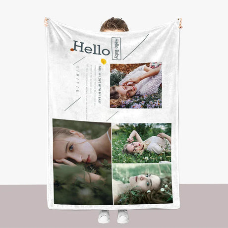 I Love You Custom Blanket with Photo Collage Text Personalized Picture Throw Blanket for Christmas Valentine's Day Birthday Gift