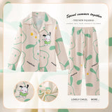 2024 Kawaii Miniso Spring Autumn Children Pajamas Anime Kuromi Cinnamoroll Pochacco Boy Girl Milk Silk Sleepwear Kids Loungewear