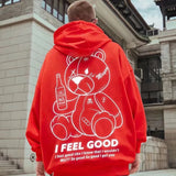 Men's Harajuku Fashion Hoodies Beer Bear Print Kawaii Sweatshirts Zipper Hip Hop Streetwear 2022 Autumn Casual Oversized Hoody