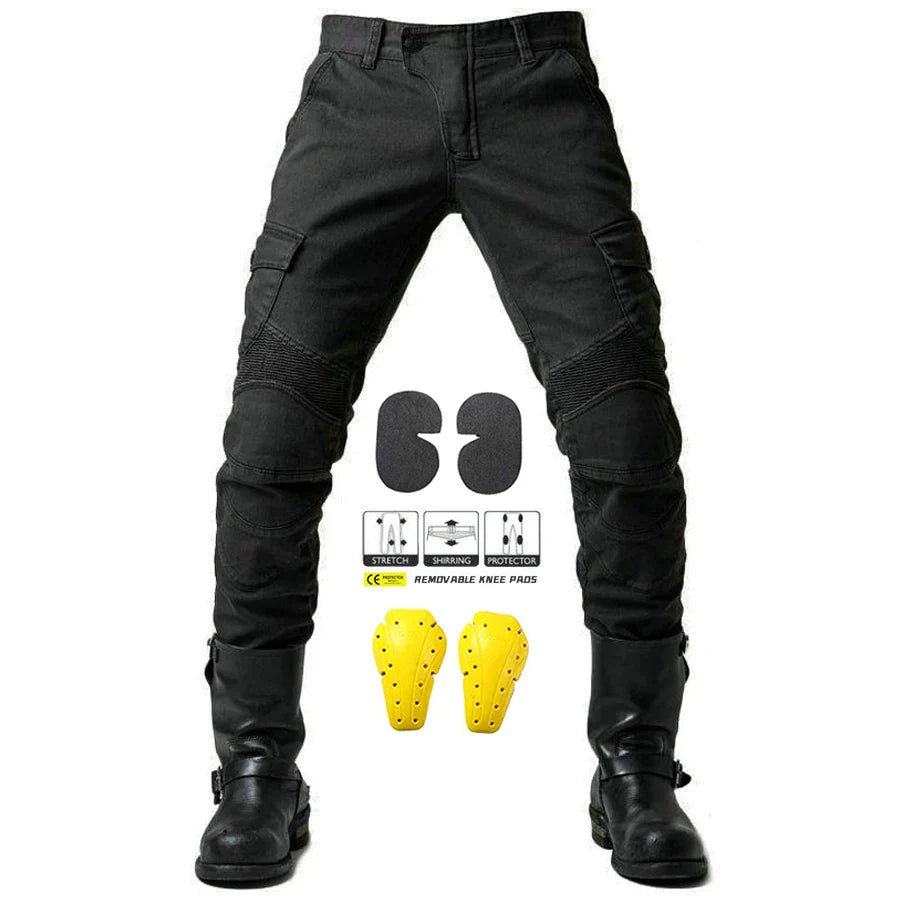 2024 New Motorcycle Black Men Jeans Upgrade Extension Protector Detachable Racing Road Rider Four Seasons Casual Fashion Pants