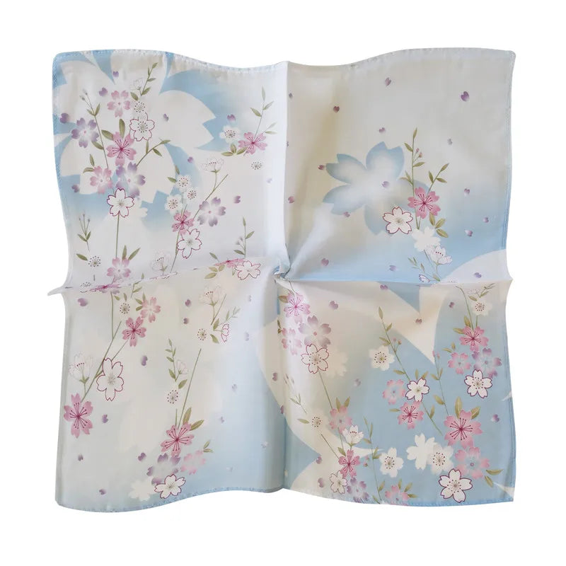 3Pcs 45x45cm Square Cotton Cherry Blossom Flower Printed Ladies Handkerchief Women Face Hand Towel Party Gift