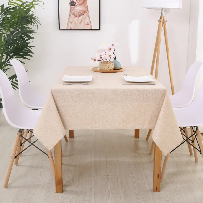 Faux Linen Tablecloths Rectangle Washable Table Cloths Wrinkle Stain Resistant Table Cover Cloth for Kitchen Dining Room JAF040