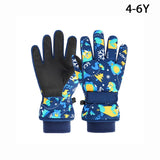 Children Winter Ski Gloves Waterproof Thicken Mittens Snow Snowboard Kids Glove for Boys Girls Keep Finger Warmer 4-6 Years Old