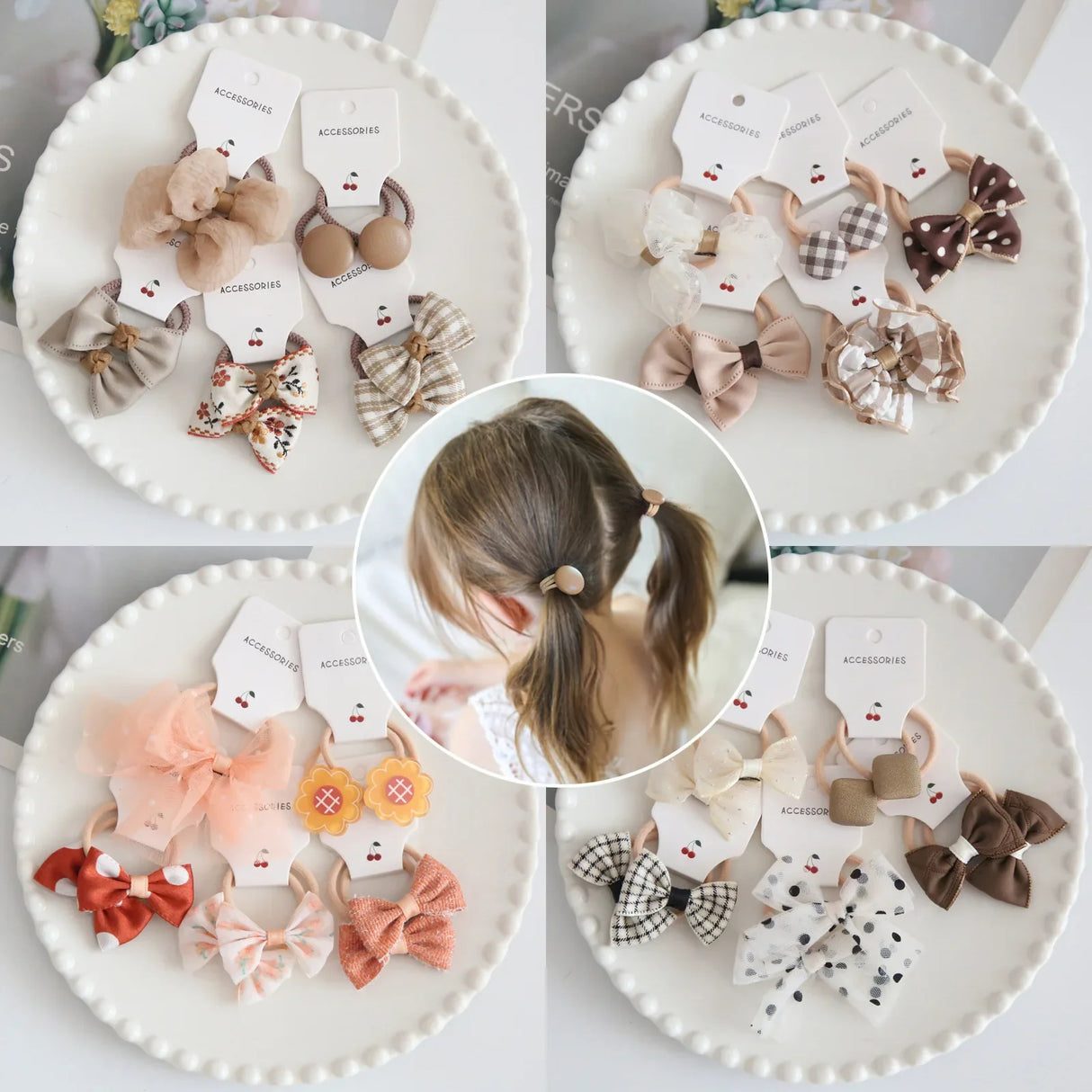 10Pcs/Lot Elastic Hair Bow for Children, Children's Headwear Hair Accessories for girls, Cute Hair ties, Lovely Hair Rope